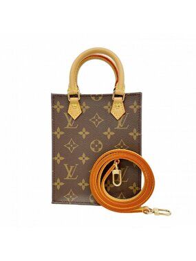Louis Vuitton Handbag Monogram Petite Sac Plat Brown 2-Way Bag